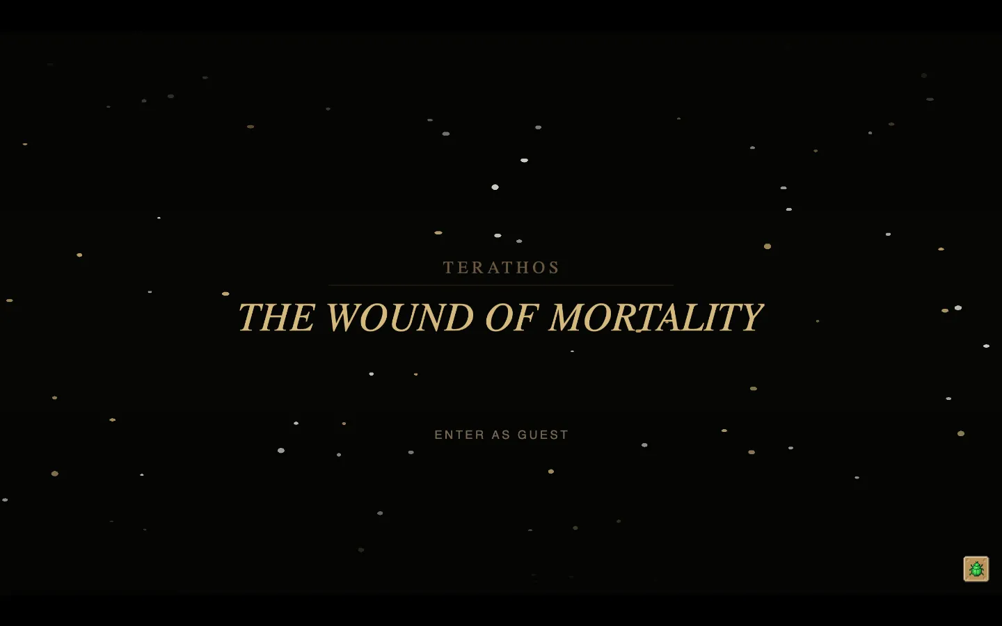 Terathos — title screen: THE WOUND OF MORTALITY